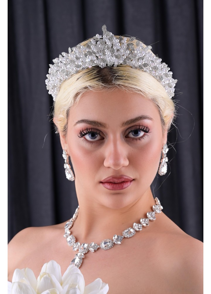 MİHRİMAH Kristal Taşlı Gelin Tacı