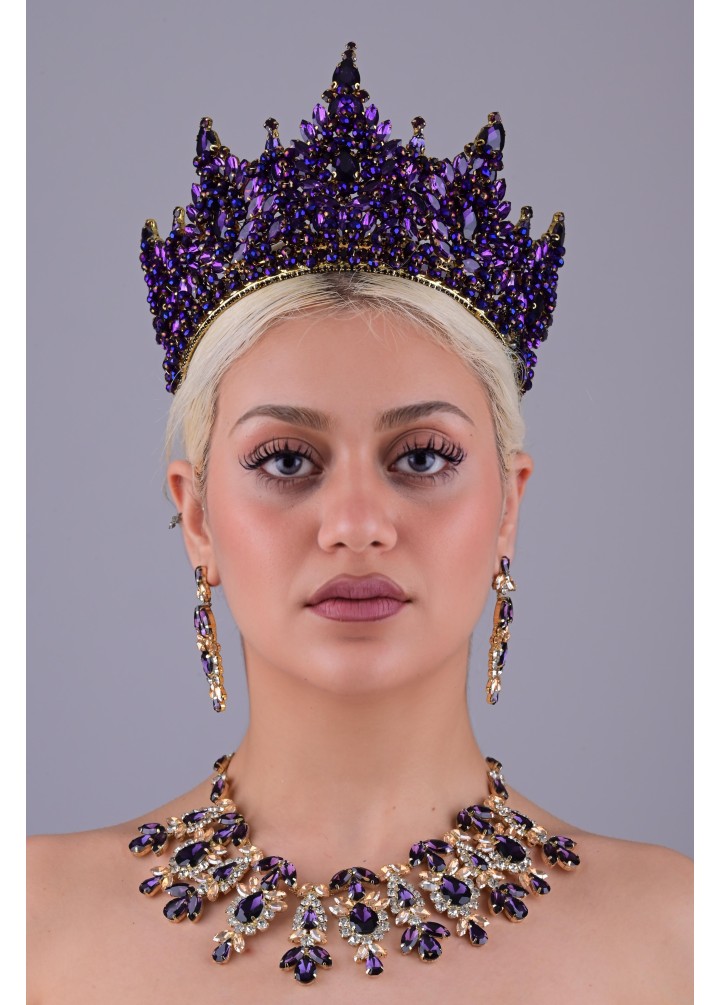HÜRREM Lacivert Kristal Taşlı Kına Tacı