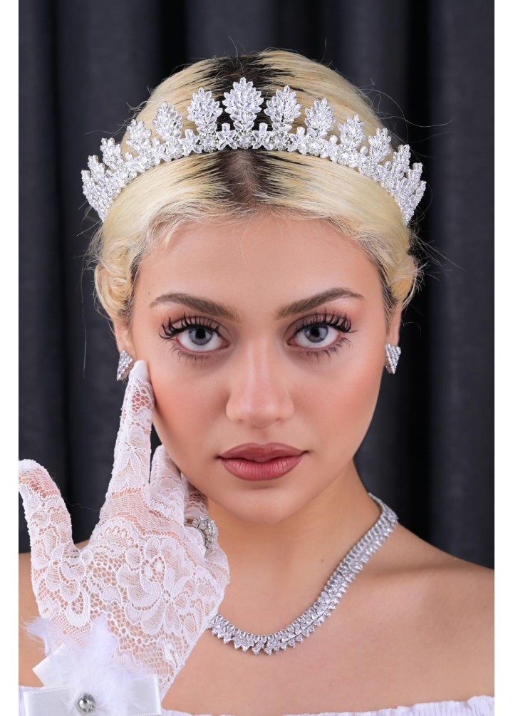 KÖSEM Zirkon Taşlı Gelin Tacı
