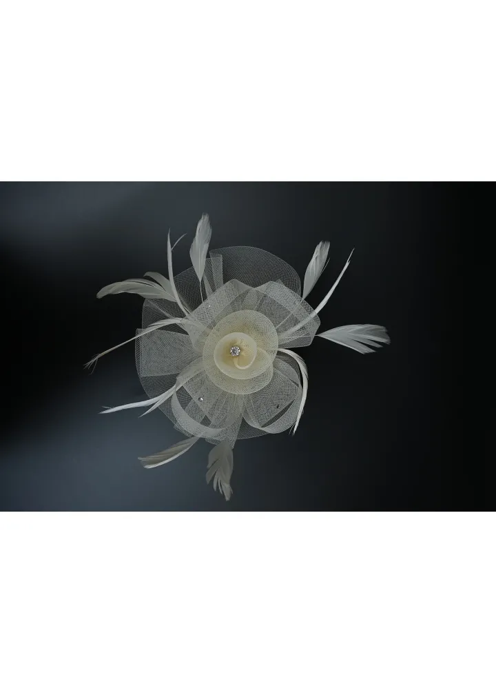 Beyaz Taşlı Çiçekli Gelin Kepi