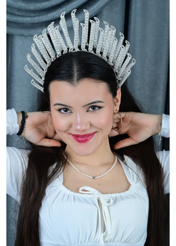 Beyaz zirkon taşlı after part & kına tacı