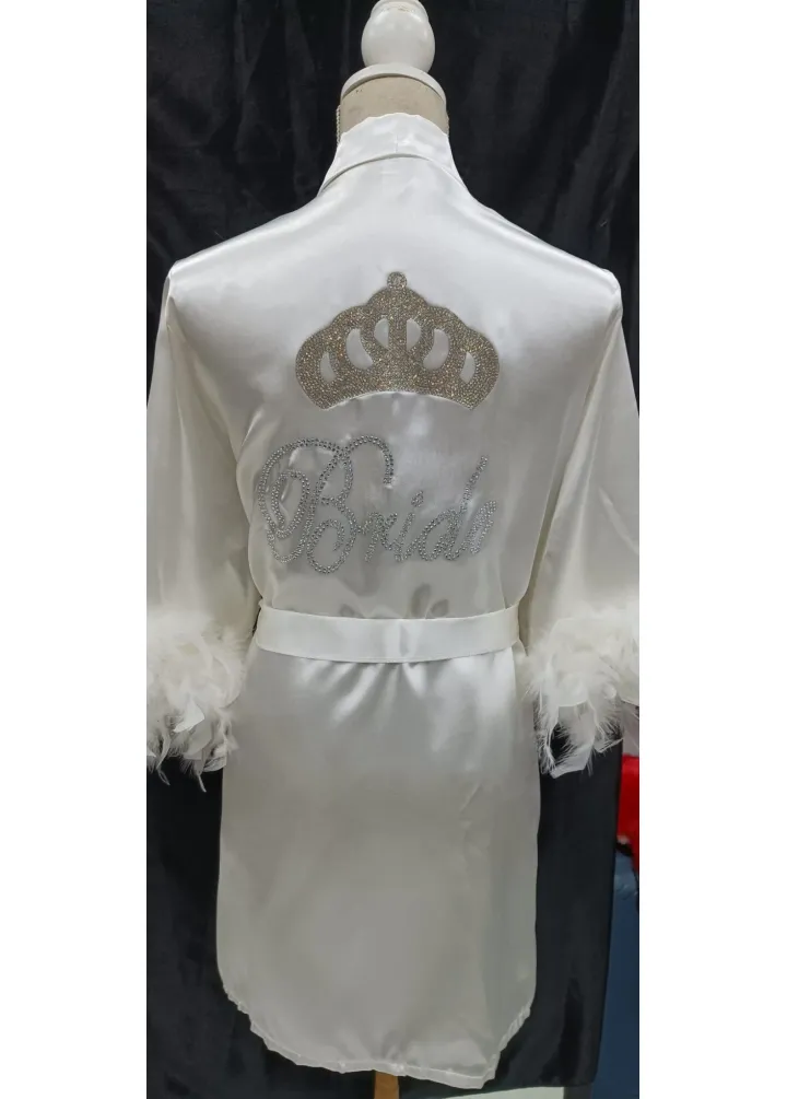 Bride Yazılı Kristal Taşlı Sabahlık