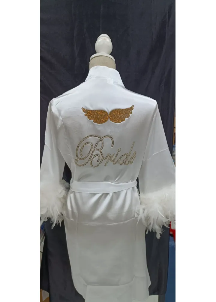 Bride Yazılı Kristal Taşlı Sabahlık