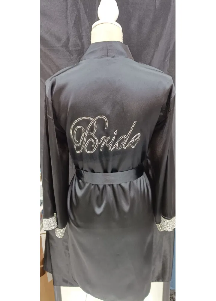 Bride Yazılı Kristal Taşlı Sabahlık