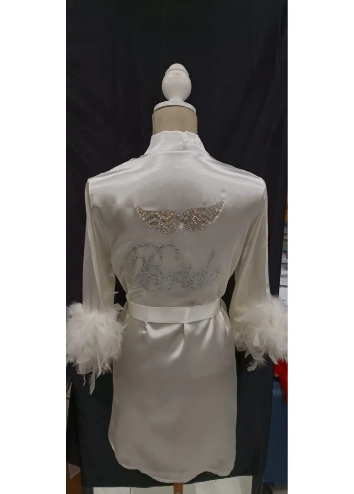 Bride Yazılı Kristal Taşlı Sabahlık