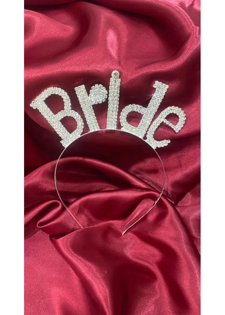 Bride Yazılı Kristal Taşlı Taç