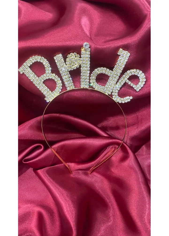 Bride Yazılı Kristal Taşlı Taç