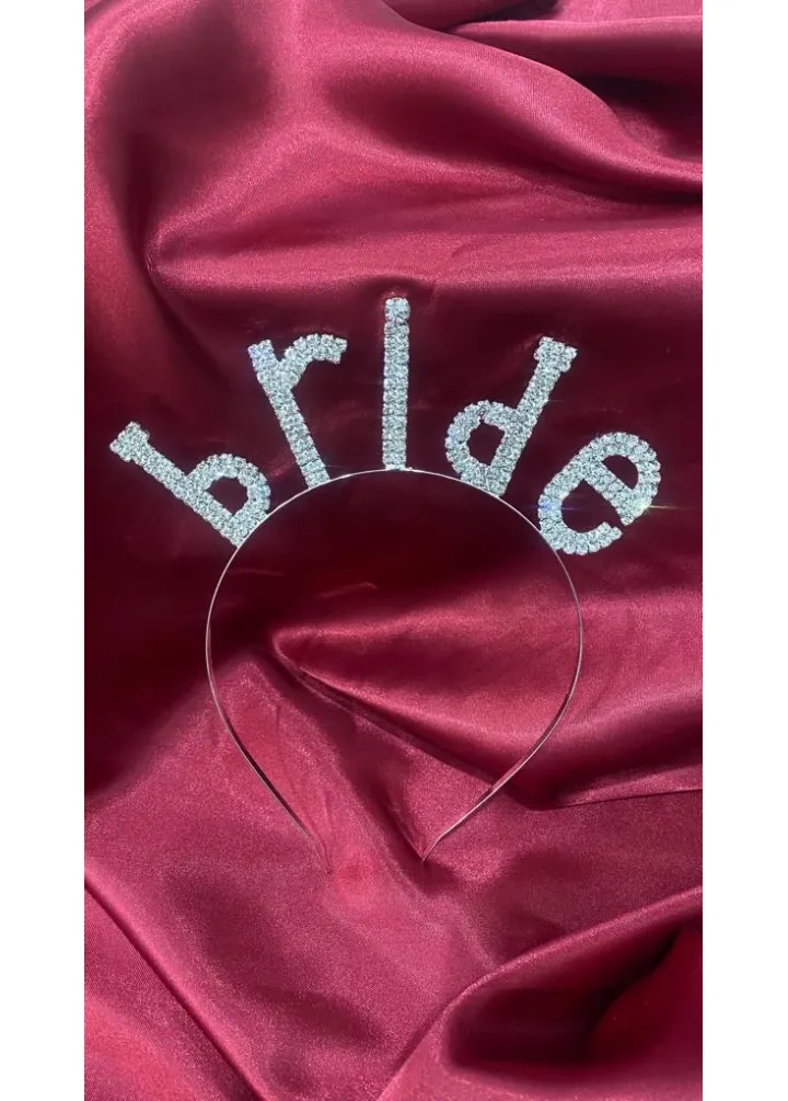 Bride Yazılı Kristal Taşlı Taç