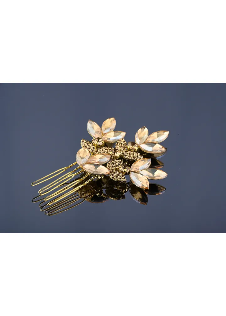 Gold Renk Kristal Taşlı Yan Toka