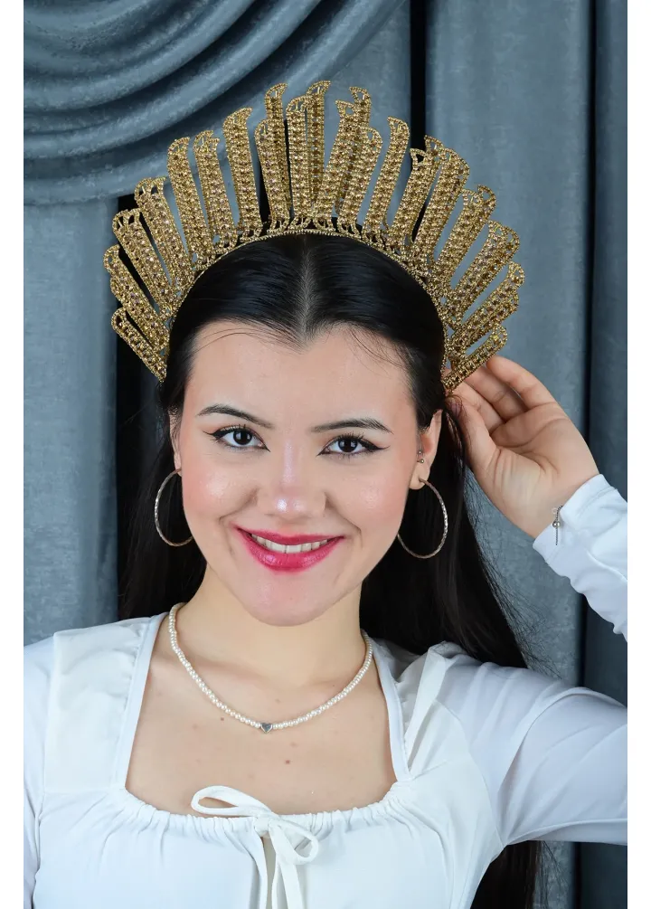 Gold zirkon taşlı after part & kına tacı