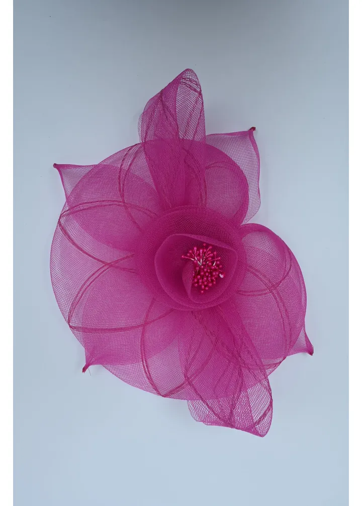 Pembe Tüllü İncili Gelin Kepi